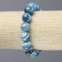 Pulsera elástica de ágata azul — bolas lisas, diámetro de 12 mm+