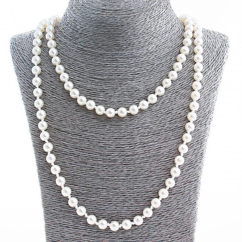 Collares largos de perlas (plástico sintético), diámetro 8 mm, 120 cm+