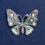 Broche mariposa plateada con esmalte y strass 54x45 mm +