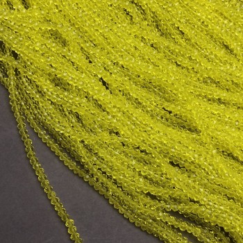 Cuentas de cristal checo en hilo amarillo translúcido facetadas en rondeles, diámetro 3,5×3 mm, longitud 36–38 cm