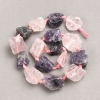 Cuentas sin tallar de piedra natural – surtido: amatista y cuarzo rosa, preparadas para hebra, cuentas redondeadas, diámetro 20×25 mm (±), longitud 42 cm