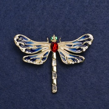 Broche Mariposa de metal dorado, esmalte y strass 44x60 mm +