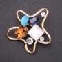 Broche 'Estrella de mar' con cristales multicolores 55×55 mm, metal amarillo