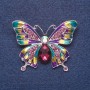 Broche «Mariposa» esmalte púrpura, color plata, 3,5×5 cm