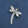 Broche «Libélula» de metal plateado, con cristales blancos 36×28 mm +