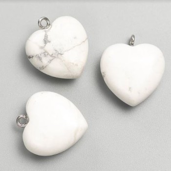 Colgante Corazón de caolín, diámetro 27x25x10 mm+