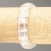Pulsera elástica de piedra lunar sintética con cristal de roca, eslabones rectangulares, diámetro 15×10,5 mm, longitud 18,5 cm