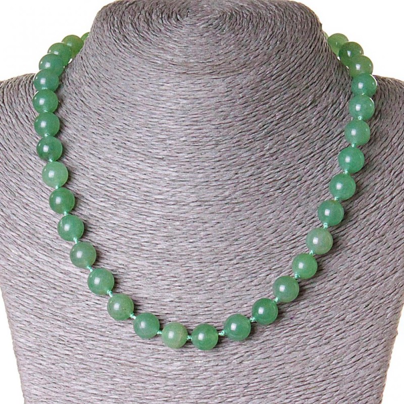 Collar de jade, cuentas de 10 mm, longitud 47 cm