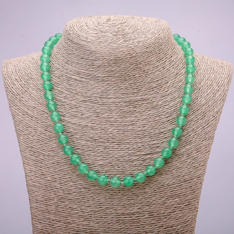 Collar de nefrita, cuentas lisas, diámetro 8 mm, longitud 48 cm