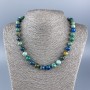 Collar de crisocola y lapislázuli, cuentas lisas de 10 mm de diámetro, longitud 48 cm ±