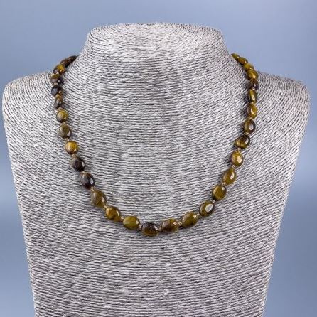 Collar de ojo de tigre facetado, 50 cm